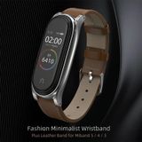 For Xiaomi Mi Band 6 / 5 / 4 / 3 Mijobs First Layer Cowhide Plus Replacement Watchband(Black Silver)