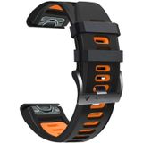 Voor Garmin Fenix 6x Pro 26mm Silicone Sports Two-Color Watch Band (Black+Orange)