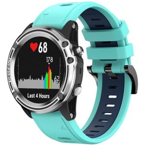 Voor Garmin Quatix 5 22mm tweekleurige sport siliconen horlogeband (mintgroen + blauw)
