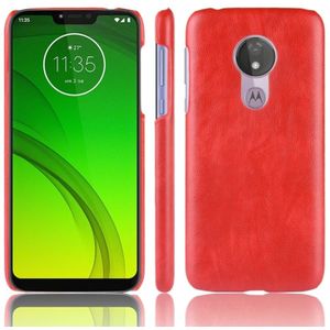 Schokbestendige Litchi textuur PC + PU Case voor Motorola Moto G7 Power (rood)