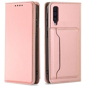 Voor Samsung Galaxy A70 Strong Magnetism Liquid Feel Horizontal Flip Leather Case met Holder &amp; Card Slots &amp; Wallet(Rose Gold)