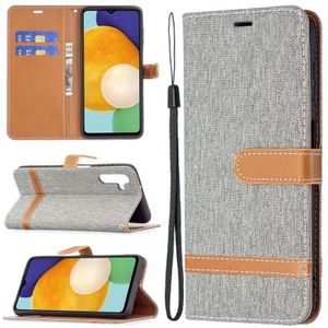 Voor Samsung Galaxy A13 5G Color Matching Denim Texture Lederen Case met Houder &amp; Card Slots &amp; Wallet &amp; Lanyard