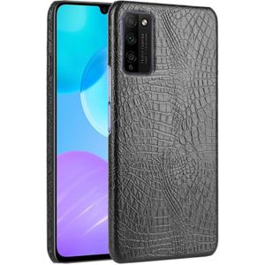 Voor Huawei Honor 30 Youth/Honor 30 Lite Schokbestendige Krokodiltextuur PC + PU Case(Zwart)