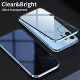 Anti-Peeping Magnetic Metal Frame Dubbelzijdig Gehard Glas Telefoon Case voor iPhone 13 Pro (Sierra Blue)
