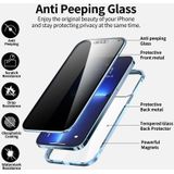 Anti-Peeping Magnetic Metal Frame Dubbelzijdig Gehard Glas Telefoon Case voor iPhone 13 Pro (Sierra Blue)