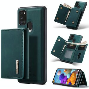For Samsung Galaxy A21s DG.MING M1 Series 3-Fold Multi Card Wallet + Magnetic Back Cover Shockproof Case with Holder Function(Green)