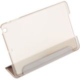 Zijde textuur horizontale Flip lederen draagtas met drie-vouwen houder voor iPad mini 4(Gold)