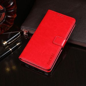 Voor HTC U11+ idewei Crazy Horse Texture Horizontale Flip Lederen Case met Holder &amp; Card Slots &amp; Wallet(Red)