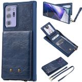 Verticale Flip Wallet Schokbestendige achterkant beschermhoes met houder &amp; kaartslots &amp; Lanyard &amp; Foto's Frames Voor Samsung Galaxy Note20 Ultra(Blauw)