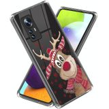 Voor Xiaomi 12 Pro Christmas Patterned Clear TPU Phone Cover Case (grappige elanden)
