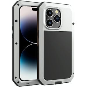Voor iPhone 14 Pro Max Schokbestendig Waterdicht Siliconen + Zinklegering Case (Zilver)