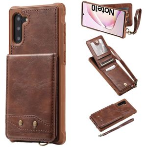 Voor Galaxy Note 10 Vertical Flip Shockproof Leather Protective Case met Short Rope  Support Card Slots &amp; Bracket &amp; Photo Holder &amp; Wallet Function(Coffee)