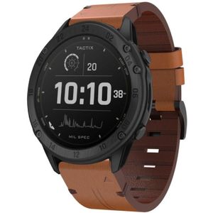 Voor Garmin Tactix Delta 26mm lederen stalen gesp horlogeband