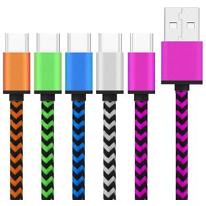 5 PCS 1m Wave Geweven stijl Metal Head USB 3.1 Type C to USB 2.0 Data / Lader Kabel Kit  Voor Samsung Galaxy S8 &amp; S8 PLUS / LG G6 / Huawei P10 &amp; P10 Plus / Xiaomi Mi 6 &amp; Max 2 en other Smartphones