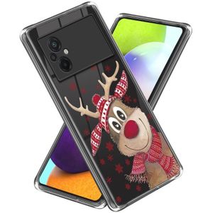 Voor Xiaomi Poco M5 Christmas Patterned Clear TPU Phone Cover Case (grappige elanden)