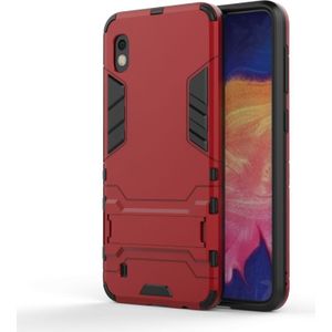 Schokbestendige PC + TPU Case voor Galaxy A10  met houder (rood)