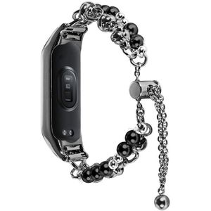 Voor Xiaomi Mi Band 3/4 Double Pearl Bead String metalen horlogeband