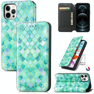Colored Drawing Magnetic Horizontal Flip PU Leather Case with Holder &amp; Card Slots &amp; Wallet For iPhone 13 Pro(Emerald Stone)