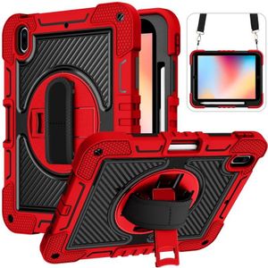 Voor iPad 10.2 2022 360 Graden Rotatie Contrast Kleur Schokbestendig Siliconen + PC Tablet Case (Rood + Zwart)