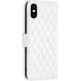 Diamond Lattice Wallet Leather Flip Phone Case For iPhone XS Max(White)