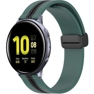 Voor Samsung Galaxy Watch Active 2 40 mm 20 mm opvouwbare magnetische sluiting siliconen horlogeband (olijfgroen + zwart)