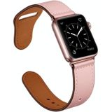 Lederen vervangende horlogeband voor Apple Watch Series 7 41mm / 6 &amp; SE &amp; 5 &amp; 4 40mm / 3 &amp; 2 &amp; 1 38mm (Pink Stitch Pattern)