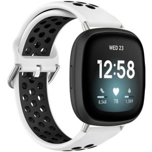Voor Fitbit Versa 4 / Sense 2 Dual Color siliconen horlogeband (wit zwart)