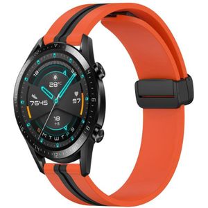 Voor Huawei Watch GT2 42 mm 20 mm opvouwbare magnetische sluiting siliconen horlogeband (oranje + zwart)