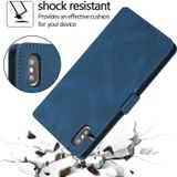 Voor iPhone XS Max Retro Magnetic Closing Clasp Horizontale Flip Lederen Case met Holder &amp; Card Slots &amp; Photo Frame &amp; Wallet(Navy Blue)