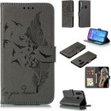 Feather patroon Litchi textuur horizontale Flip lederen draagtas met portemonnee &amp; houder &amp; kaartsleuven voor Huawei Honor 10i/P Smart + 2019/Honor 20i/Honor 10 Lite (grijs)