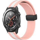 Voor Huawei Watch 2 20 mm opvouwbare magnetische sluiting siliconen horlogeband (roze + wit)