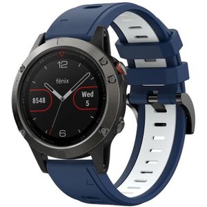 Voor Garmin Fenix 5 22mm tweekleurige sport siliconen horlogeband (middernachtblauw + wit)