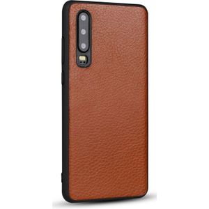 Voor Huawei P30 Litchi PU lederen anti-Falling TPU beschermhoes (bruin)