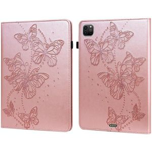 Reliëf Butterfly Pattern Horizontale Flip Leren Tablet Case voor iPad Pro 11 2021 / Air 4 (Pink)