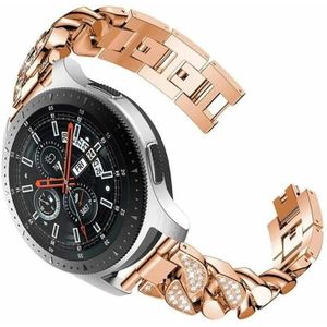 Voor Samsung Galaxy Watch5 40 mm / 44 mm / Watch5 Pro rij diamanten denim ketting horlogeband (roségoud)