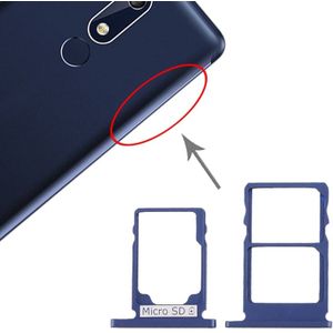 SIM-kaartlade + SIM-kaartlade + Micro SD-kaartlade voor Nokia 5.1 TA-1075 (Blauw)