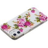 Voor iPhone 12 Max Lichtgevende TPU Soft Protective Case (Rose Flower)