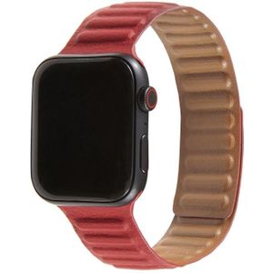 Lus lederen horlogeband voor Apple Watch Series 6 &amp; se &amp; 5 &amp; 4 40mm / 3 &amp; 2 &amp; 1 38mm (wijn rood)