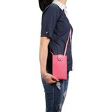 Gevlochten verpakking eenvoudige high-end mobiele telefoon tas met Lanyard  geschikt voor 6 7 inch smartphones (Rose Red)