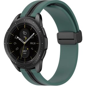 Voor Samsung Galaxy Watch 42 mm 20 mm opvouwbare magnetische sluiting siliconen horlogeband (olijfgroen + zwart)