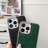 Voor iPhone 14 Plus Nano Galvaniseren Krokodil Textuur Lederen Telefoon Case (Koffie Bruin)