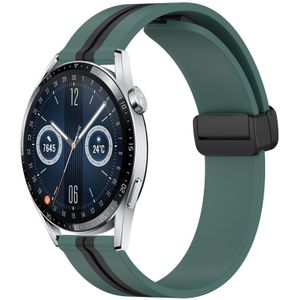 Voor Huawei Watch GT3 42mm 20mm opvouwbare magnetische sluiting siliconen horlogeband (olijfgroen + zwart)