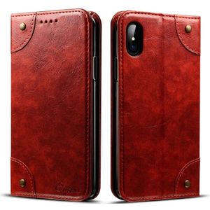 Voor iPhone XS/X barokke eenvoudige horizontale Flip lederen draagtas  met houder &amp; kaartsleuven &amp; portemonnee (rood)