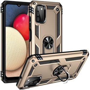 For Samsung Galaxy A03s Shockproof TPU + PC Protective Case with 360 Degree Rotating Holder(Gold)
