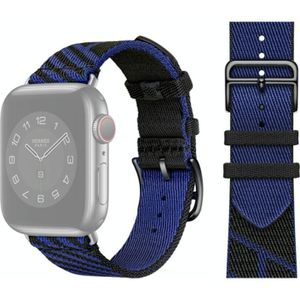 Two-Color Nylon Vlecht Vervanging Polsriem Horlogeband voor Apple Watch Series 6 &amp; SE &amp; 5 &amp; 4 44MM / 3 &amp; 2 &amp; 1 42mm (zwart + blauw)