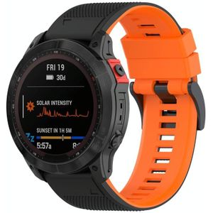 Voor Garmin Fenix 7X Tweekleurige siliconen horlogeband (zwart oranje)