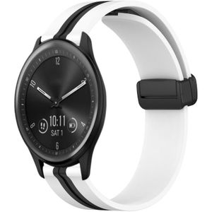 Voor Garmin Vivomove Sport 20 mm opvouwbare magnetische sluiting siliconen horlogeband (wit + zwart)