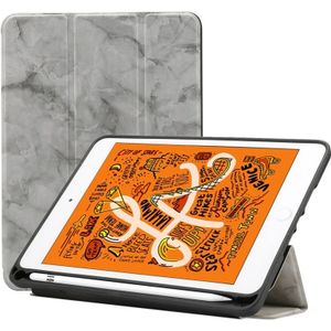 Marmeren textuur patroon horizontale Flip lederen case voor iPad mini 2019  met drie-opvouwbare houder &amp; Pensleuf &amp; slaap/Wake-up functie (grijs)