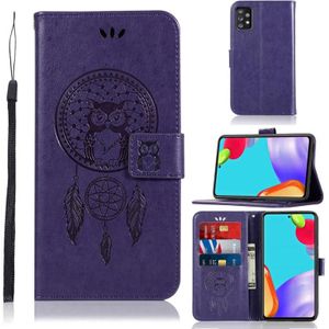 Voor Samsung Galaxy A72 5G / 4G Wind Chime Owl Embossing Patroon Horizontale Flip Lederen Case met Houder &amp; Kaart Slots &amp; Portemonnee (Paars)