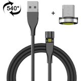 2m USB naar Micro USB 540 graden roterende magnetische oplaadkabel (zwart)